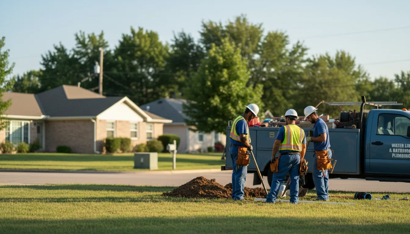 Residential water line and bathroom plumbing service in Watts, OK
